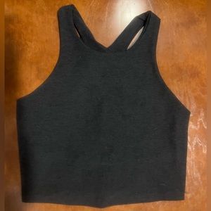 NEW Beyond Yoga Spacedye Refocus Cropped Tank w/ Shelf Bra, Black - Medium